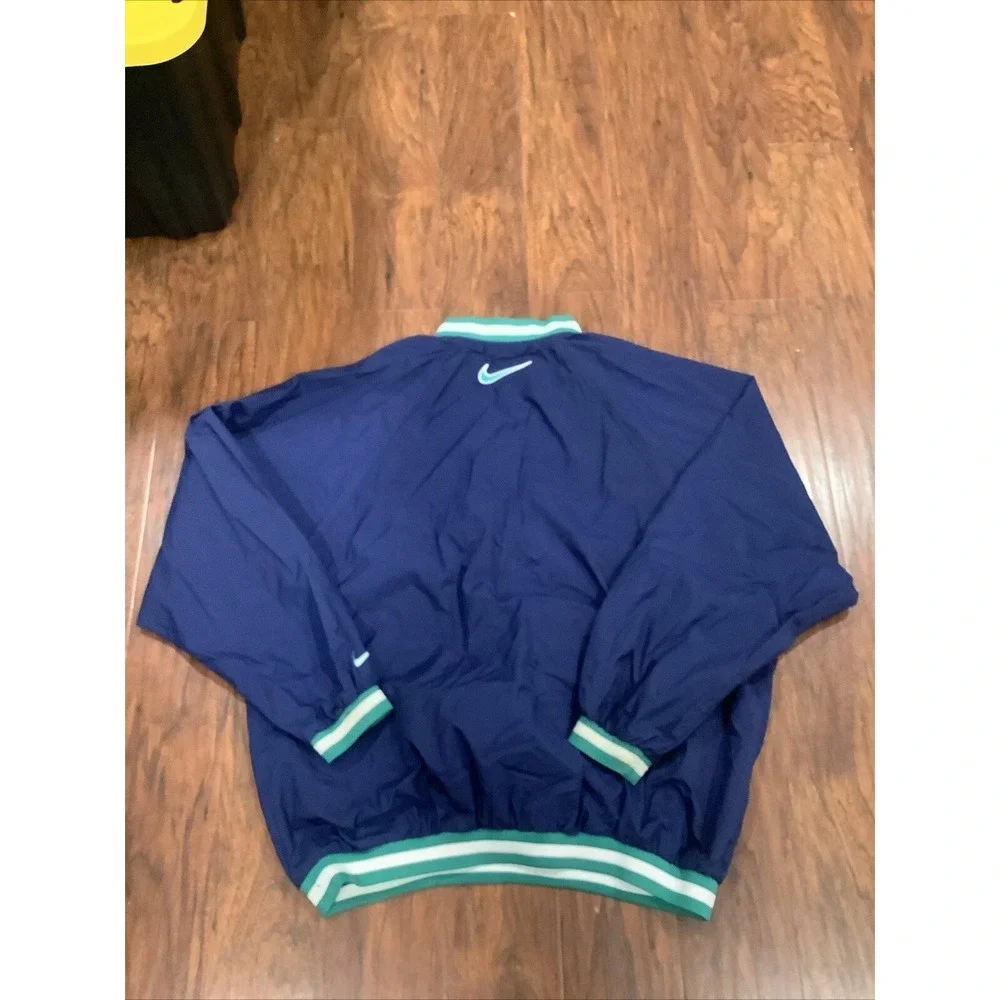 Vintage Nike V-Neck Windbreaker Men's L Rare 90's Swoosh Logos Navy Green White
